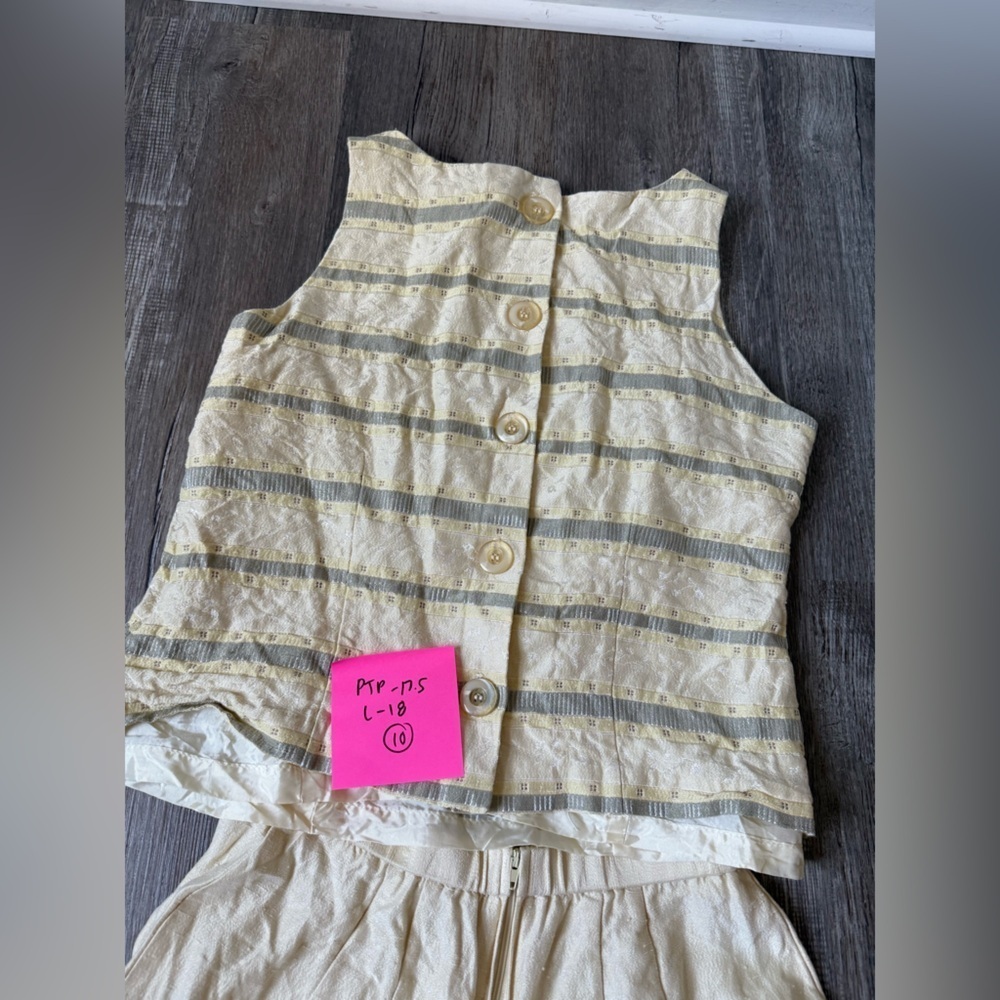 VTG POSITIVE ATTITUDE Pantsuit Set Tank Top Pattern Yellow Boho Size S M Size 10 - Picture 10 of 14